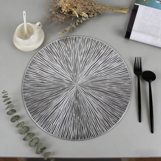 Round Hollow PVC Placemat Waterproof Heat-Resistant Table Mats Elegant Home Restaurant Dining Decor Scratch-Proof Dirt-Resistant Insulation Mat