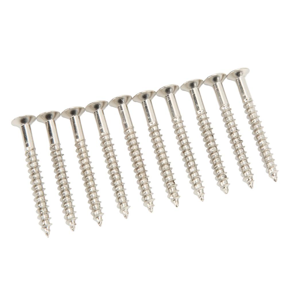 10PCS Metal Guitar Neck Plate Screws Silver Guitar Neckplate Screws  For Guitar