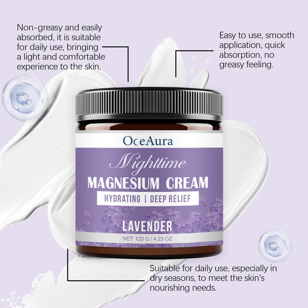 Oceaura Nighttime Soothing Magnesium Cream Deep Hydrating Moisturizing Body Lotion