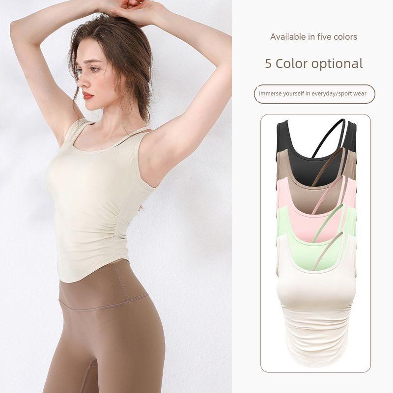 Export Amoi Yoga Clothes Women's Fixed Cup U-Shaped Beautiful Vest Sports Outdoor High Strength Training Workout Clothes Tops