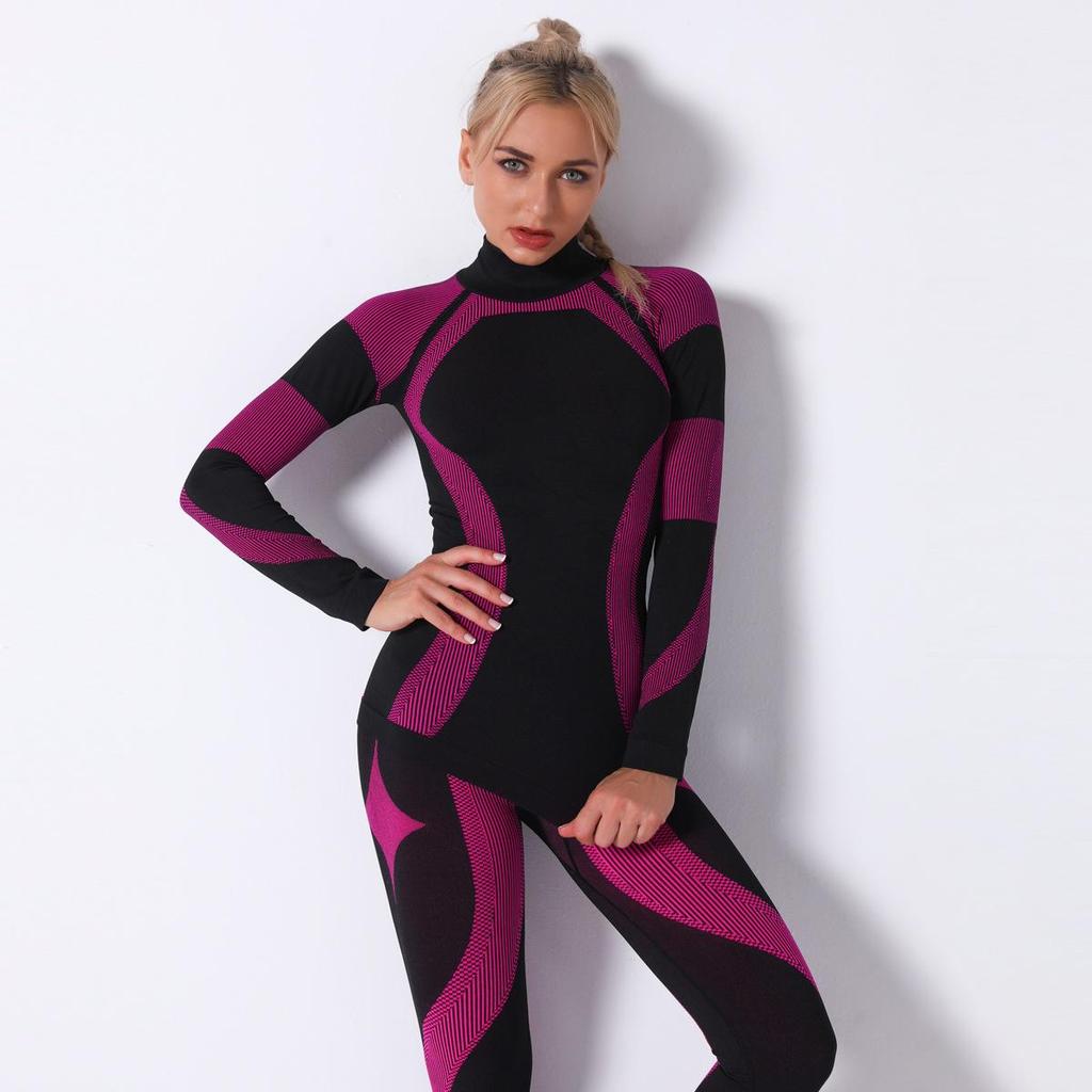 Women Seamless Knit Turtleneck Long Sleeve Sports Quick Dry Running Fitness Sweat Absorbing Yoga Wear