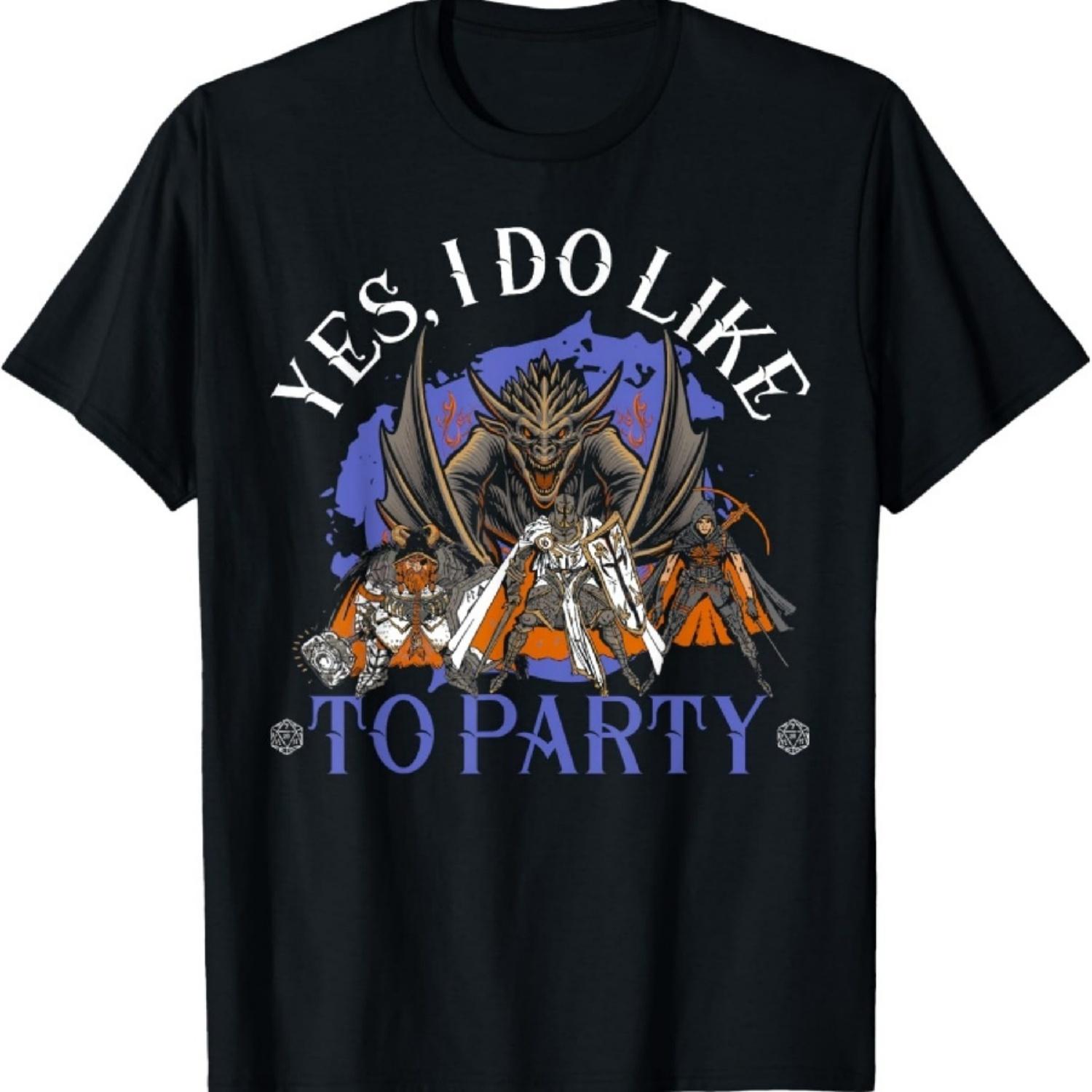 

Unisex-Adults T-Shirt Black Small Modern Crew Neck Short Sleeve I Do Like To Party RPG Gaming Tabletop Games Funny RPG Gamer XXXXXL чёрный