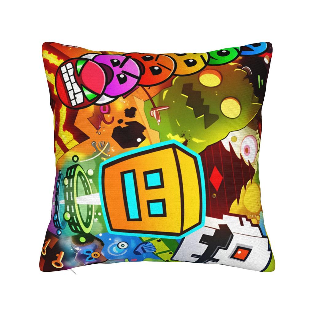 Geometry Dash Pillow Case Novelty Pillow Cover Square Graphic Cushion Cover Pillowcases For Sofa Car Home Decor