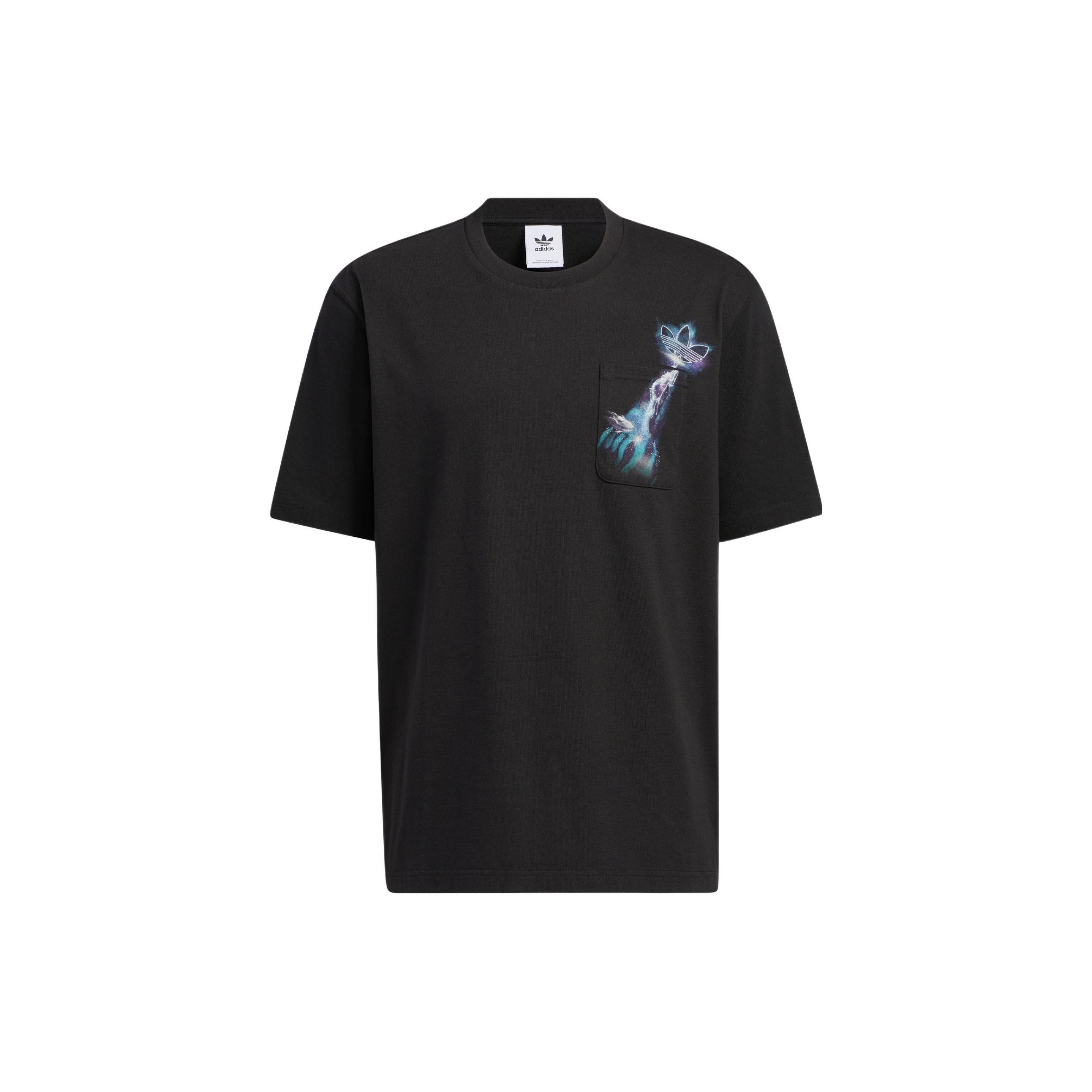 adidas originals Y2k Tee 3 Casual Gradient Solid Color Pattern Sports Round Neck Pocket Short Sleeve Black Men s HM8029 S
