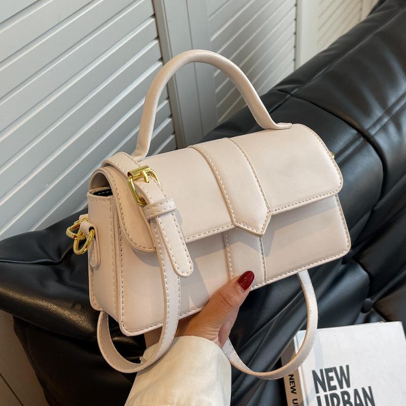 Olive Green PU Leather Patchwork Handbag For Women Flip Cover Crossbody Bag With Top Handle Casual Daily Shoulder Bag