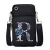 Blue Roses Alphabet Print Small Shoulder Bag 26 Letters Mini Crossbody Phone Bag for Women