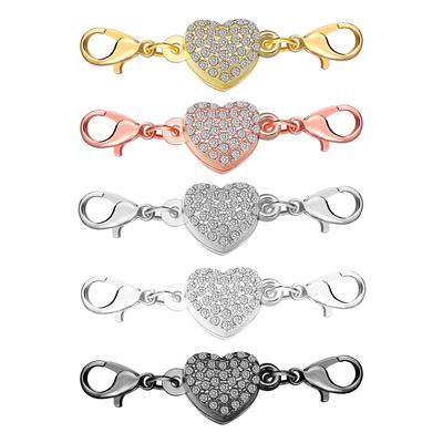 5pcs/lot Strong Magnetic Necklace Closures Extender Silver Metal Double Lobster Clasp for DIY Jewelry Bracelet Making Supplies