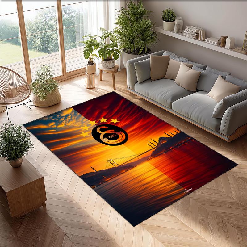 Galatasaray Fußball Aufdruck Flanell Teppich rutschfest weich Polyester Boden Teppich Indoor Dekor Matte für Schlafzimmer Wohnzimmer Sofa