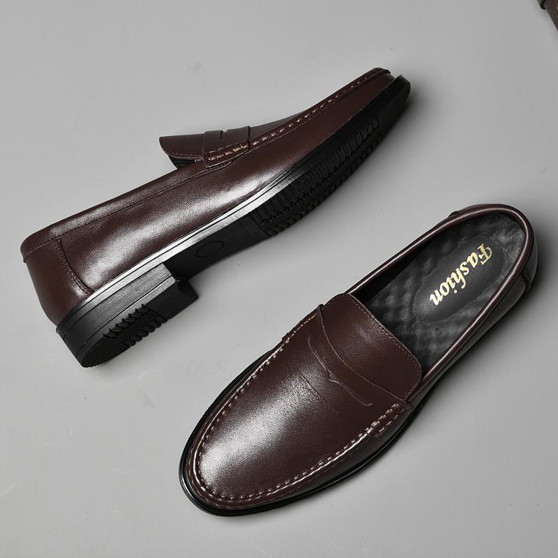 Men Genuine Leather Shoes Casual Shoes Men Slip-on Business Dress Shoes All-Match Wedding Shoes Luxury Brand Loafers Male Oxford
