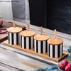 Nordic Black and White Stripes Ceramic Spice Jar Combination Set Salt Sugar Oil Soy Sauce Bottle Vinegar Pot Kitchen Supplies