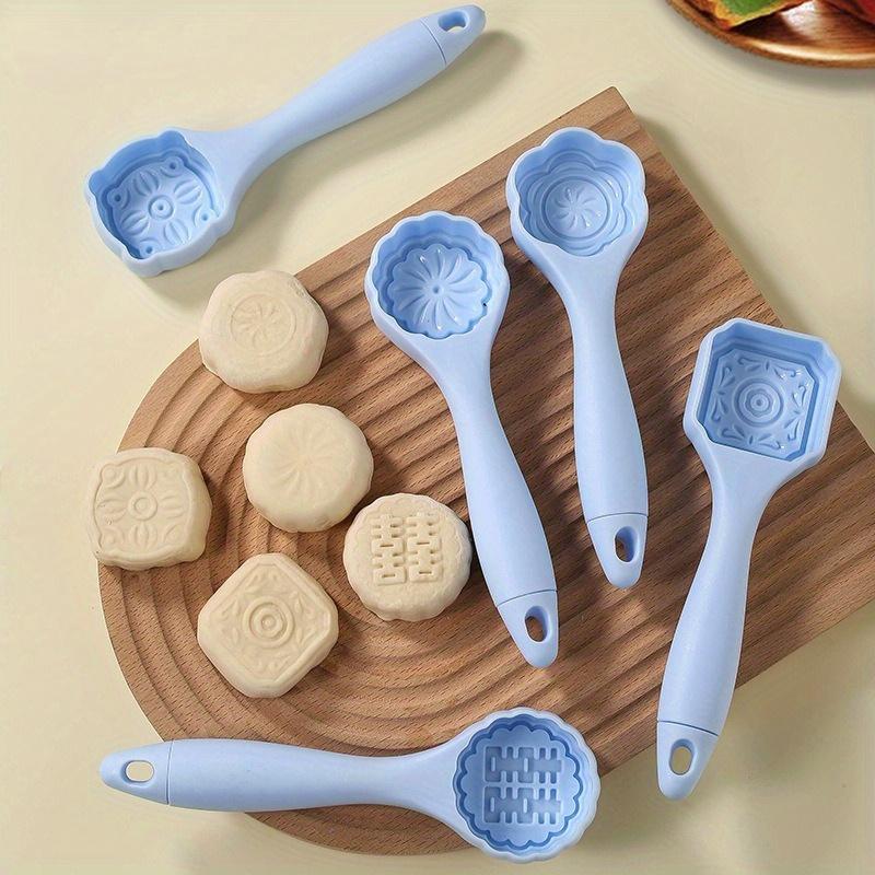 

5 шт./набор формочек для лунного пряника, пресс для лунного пряника, 5 шт., форма для лунного пряника IceSkin на праздник середины осени, отжатая вручную форма для торта и десерта с машем синий