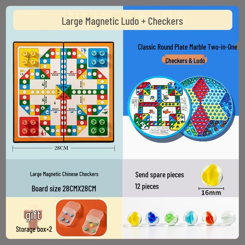 Mussels Kids Educational Magnetic Flying Chess & Checkers Set