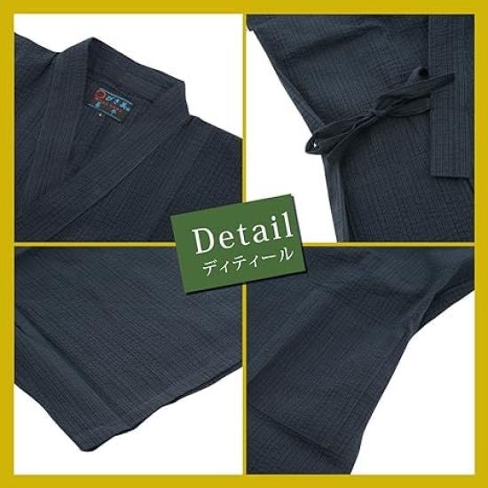 Jinbei Shijira Weave Cool Summer Cotton Discharge Printed Original Pattern Japanese Clothes Summer Clothes Print Style Lightning Navy Blue M [Edo Ten]