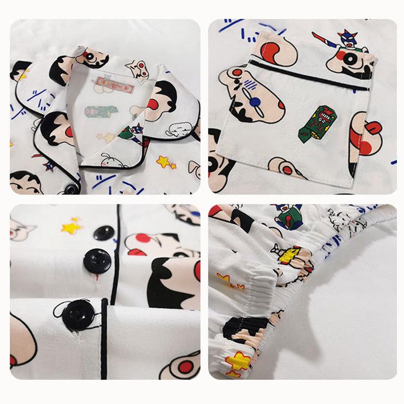 "Crayon Shin-chan" Large Size Women's Pajamas Women's Summer Short Sleeve Japanese Student Cartoon Cute Loungewear Set