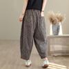 Yarn-dyed cotton and linen striped Harlan pants women's 2025 summer new elastic waist thin loose nine-point casual pants