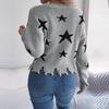 Knit Pullover Sweater Women Long Sleeve V Neck Casual Autumn Winter Star Cut