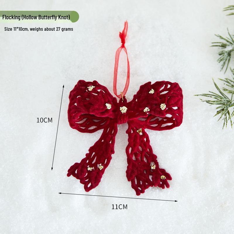 Christmas Flocking Bow Ornament - Window & Tree Decor