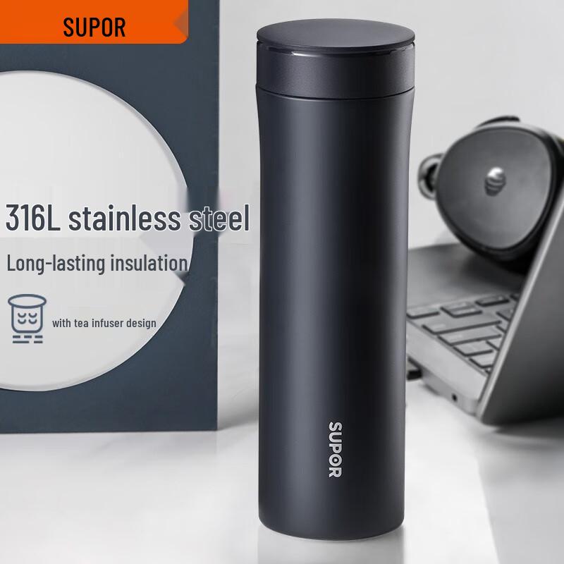 SUPOR 316L Stainless Steel Vacuum Flask with Tea Infuser 500ml