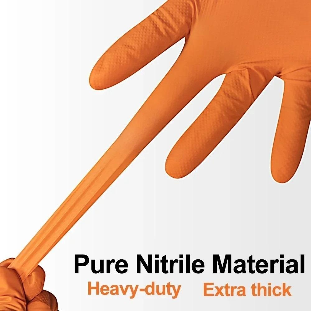 10pcs Heavy Duty Nitrile Gloves with Diamond Textured Safety Gloves  Industrial Use