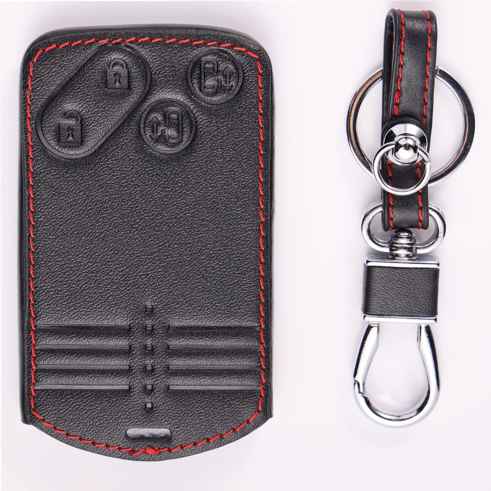 BKY 4-Tasten Leder Smart Key Hülle für Mazda RX8 CX7 CX9 Atenza MPV Premacy Verisa Biante Schlüsselanhänger (Schwarz)