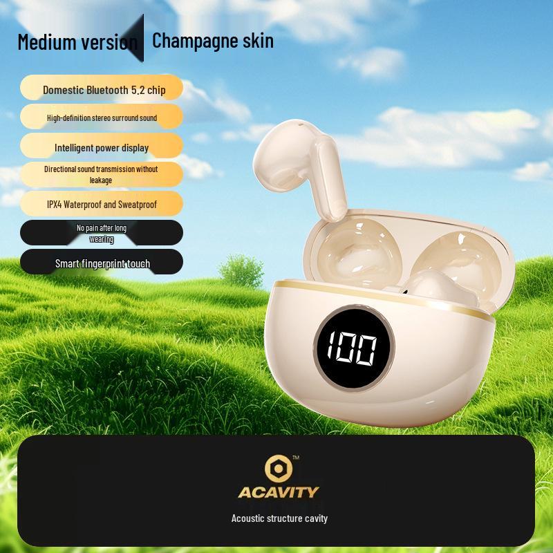 M21s Noise-Canceling Wireless Bluetooth In-Ear Headphones with Digital Display and Long Battery Life for Gaming.