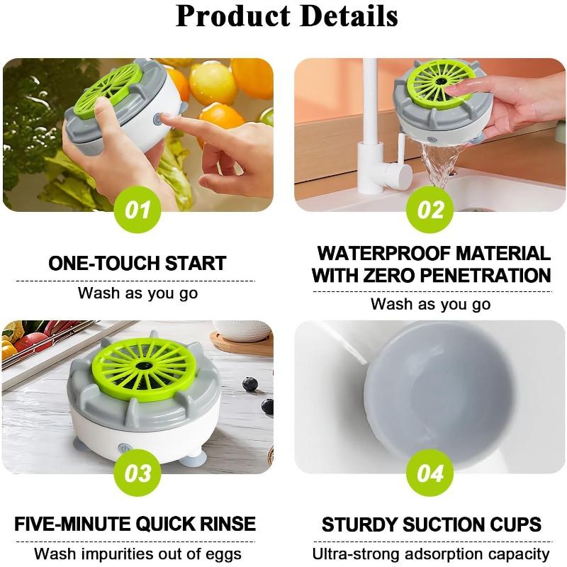 Fruit and Vegetable Cleaning Machine, 5-Min Rapid Fruit Vegetable Meat Purifier with Suction Cup Base - Wireless Charging (White)