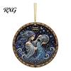 Acrylic Constellation Pendants 2D Flat Pearl Painting Ornament, Double Sided Zodiac Theme Hanging Gem Home Ornament Art Craft, Rhinestone Beads