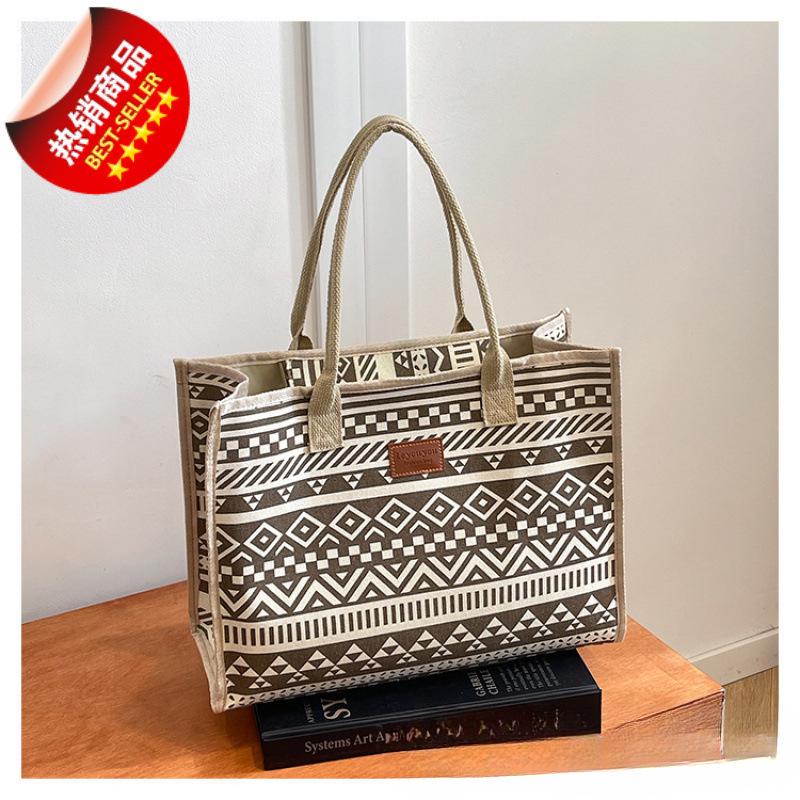 Canvas-Tasche im Ethno-Stil: Handtasche mit großem Fassungsvermögen für Damen