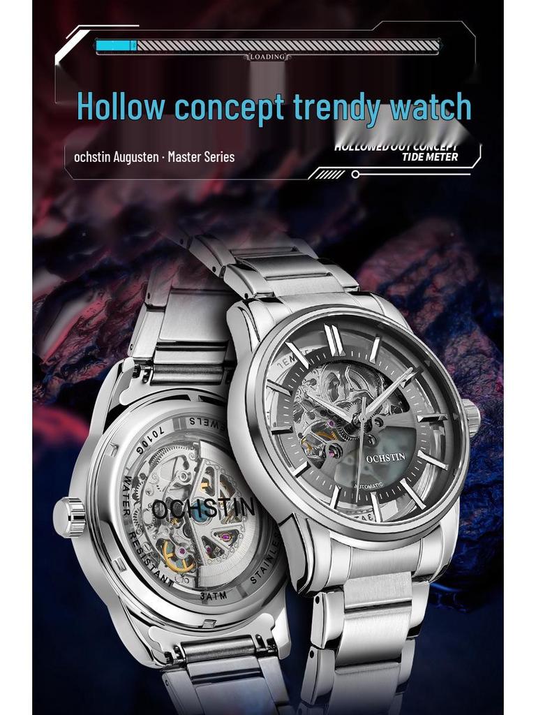 2023 Populární Pánské Tourbillonové Vodotěsné Automatické Mechanické Hodinky Black Warrior