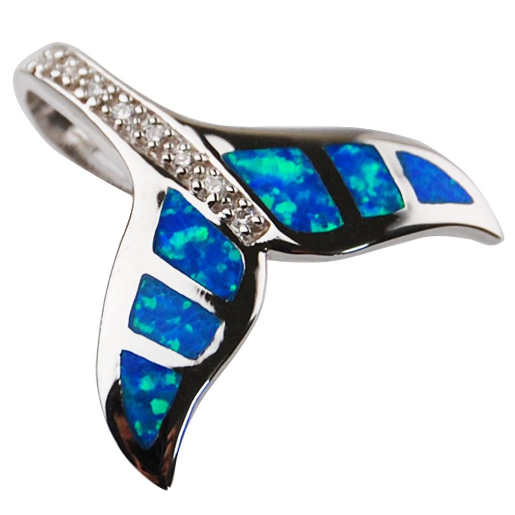 [Breezy Island] Hawaiian Jewelry Pendant Top - Whale Tail - A lucky charm with the beautiful sparkle of opal that brings good fortune.