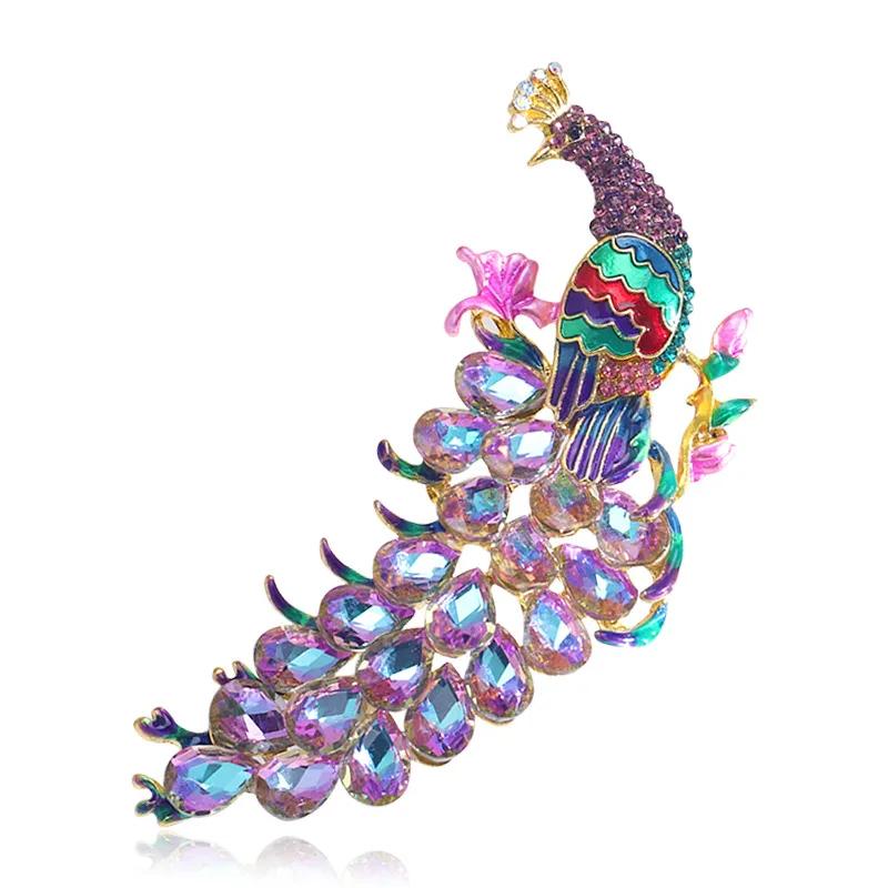 New Arrival Women Men Luxury Peacock Boutique Crystal Badges Brooches Fashion Gorgeous Party Banquet Pins Accessories Jewerly