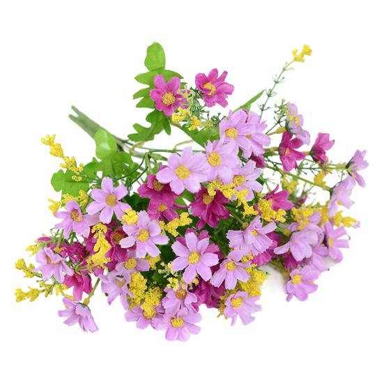 28-Köpfige Künstliche Blumen für den Außenbereich UV-beständige Kunstseide Wildblumen mit Stiel Fake Blumengesteck für Pflanzgefäß Hängekorb Veranda Terrasse