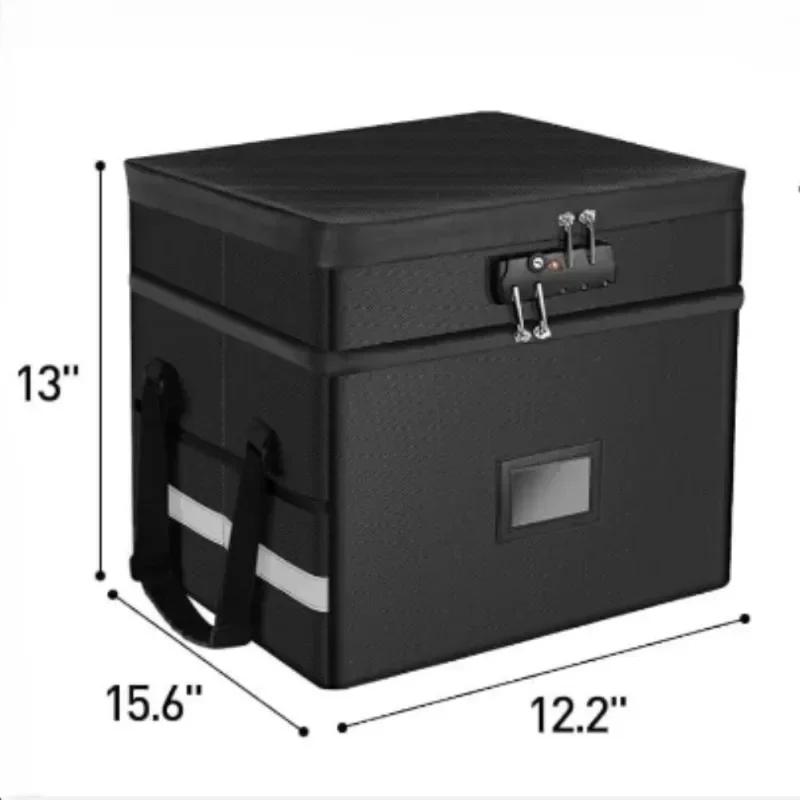 

Fireproof archive box with combination lock, wear-resistant dustproof storage, multilayer durable black document organizer чёрный