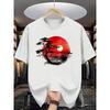 European Sizes Men's Japanese Scenery T-Shirt - Loose Fit Short Sleeve with Torii, & Pine Tree Print - Summer Travel Tee for Japan Cultural Outfits