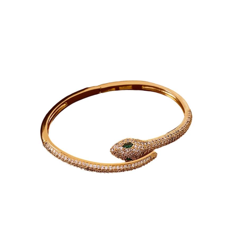 Bracciale Apribile in Zircone Placcato Oro 18k Reale Serpentine Bracciale di Lusso Leggero di Fascia Alta Gioielli di Nicchia Temperamento per Donne