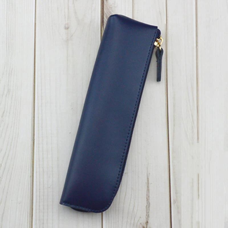 Pu Leather Pen Holder Brass Snap Closure Fine Stitching Office School Use Gifts For Writers Students