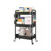 Rolling Carts With Wheels, 3 Tier Rolling Utility Cart, Metal Storage Organizer With Pegboard Hooks Bins For Bathroom Kitc