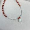 Sterling Silver Red Agate Bell Necklace - Women's Christmas Light Luxury Clavicle Chain