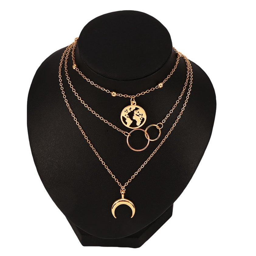 Buy Fashionable Elegant Multilayer Moon Map Ladies Necklace Gifts for
