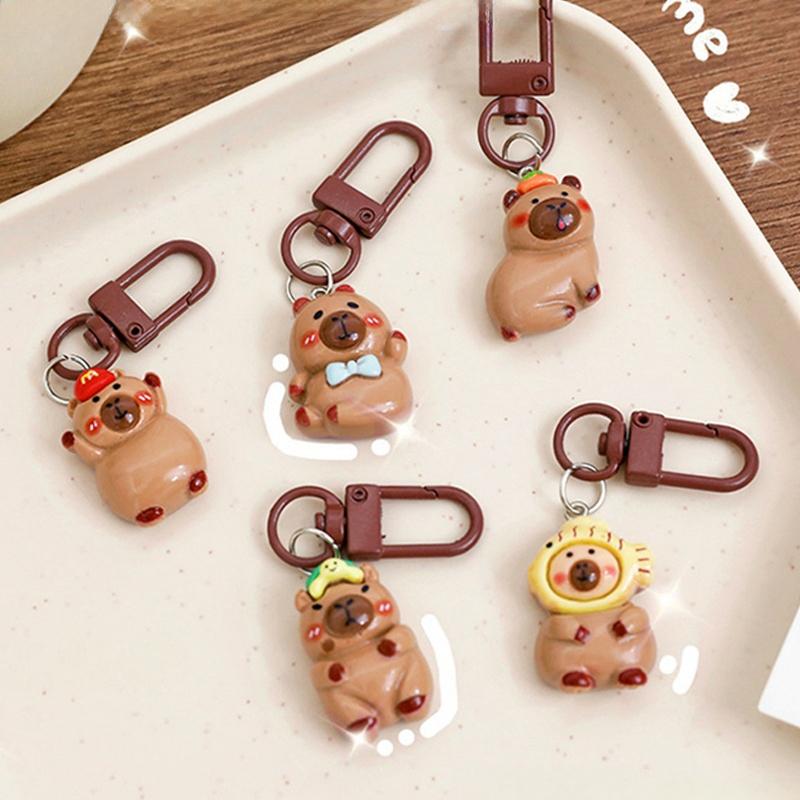 1-10pcs Capybara Keychains Bag Phone Pendant Kapibala Animal Hanging Pendants Men Women Cute Keyring Party Guest Jewelry Gift