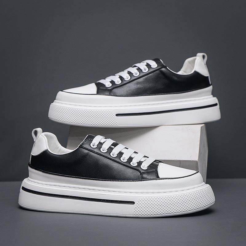 Men's Shoes Board Shoes Leather Autumn New Youth Guochao New European Station Skateboard Casual Flat Wenzhou Shoes