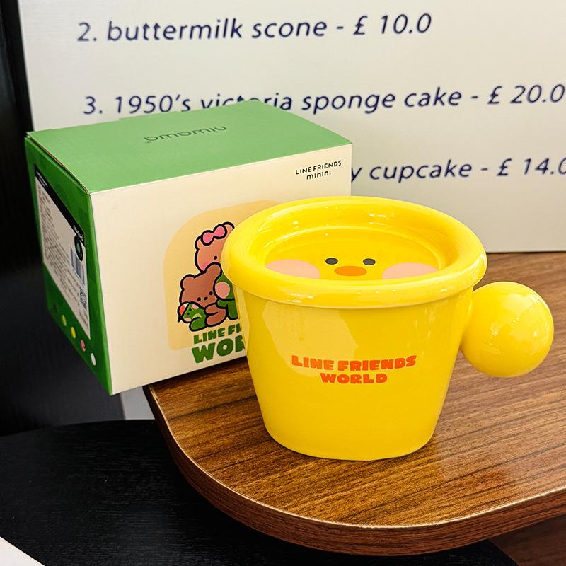 

Cartoon Minini Ceramic Coffee Cup With Lid Cute Ip Mug Household Water Cup Children S Day Gift Souvenir approx. 350ml
