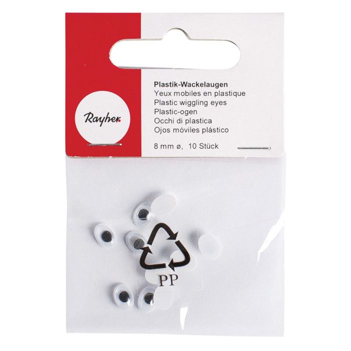Yeux en plastique - Rayher - Blister - Couleur Noir - Mixte - Etude