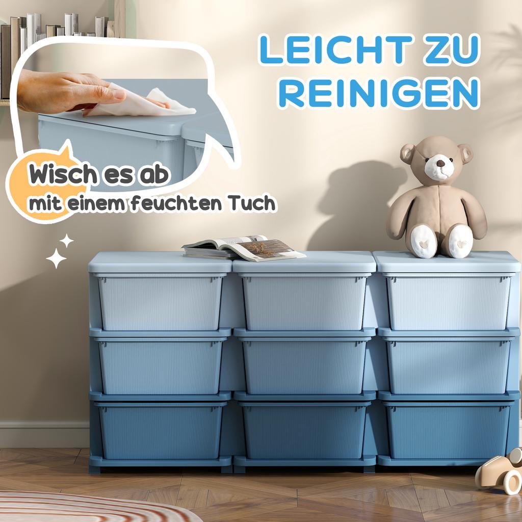 Kids Storage Unit, with Nine Drawers - Blue