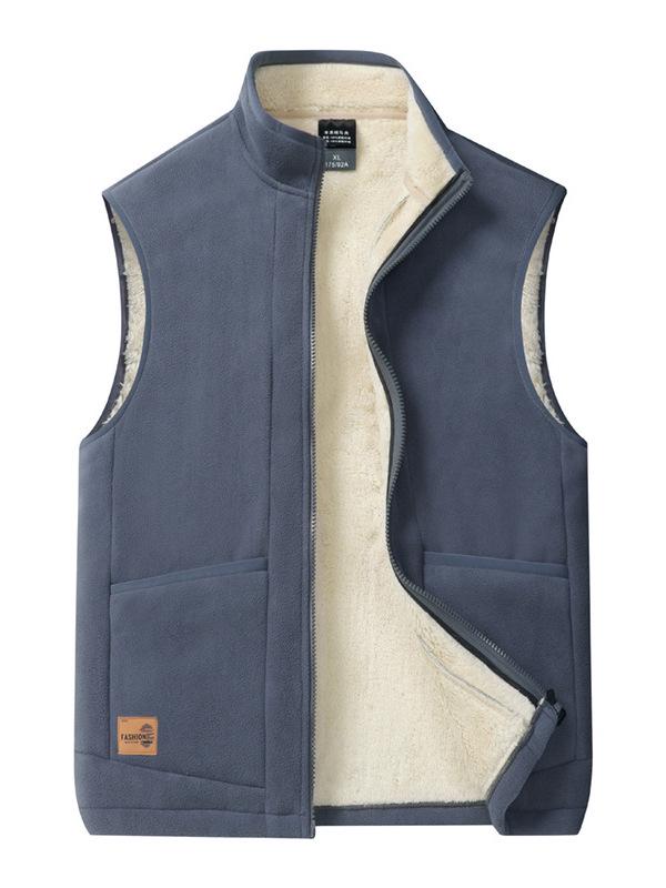 Men's Plus Velvet Thickened Warm Stand Collar Casual Winter Vest