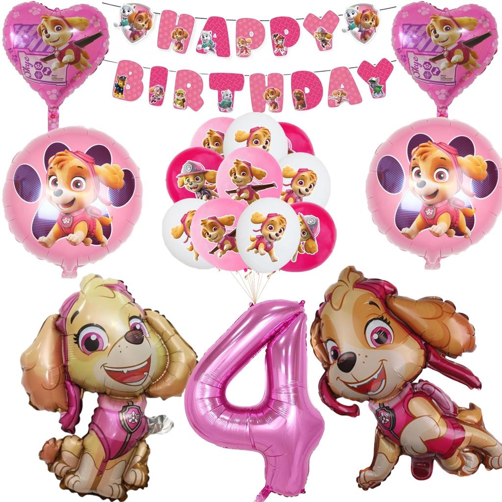 Roze Paw Patrol Verjaardagsfeest Decoratie Skye Wegwerp Servies Tafelkleed Bord Folie Ballonnen Babyborrel Meisjes Feestartikelen