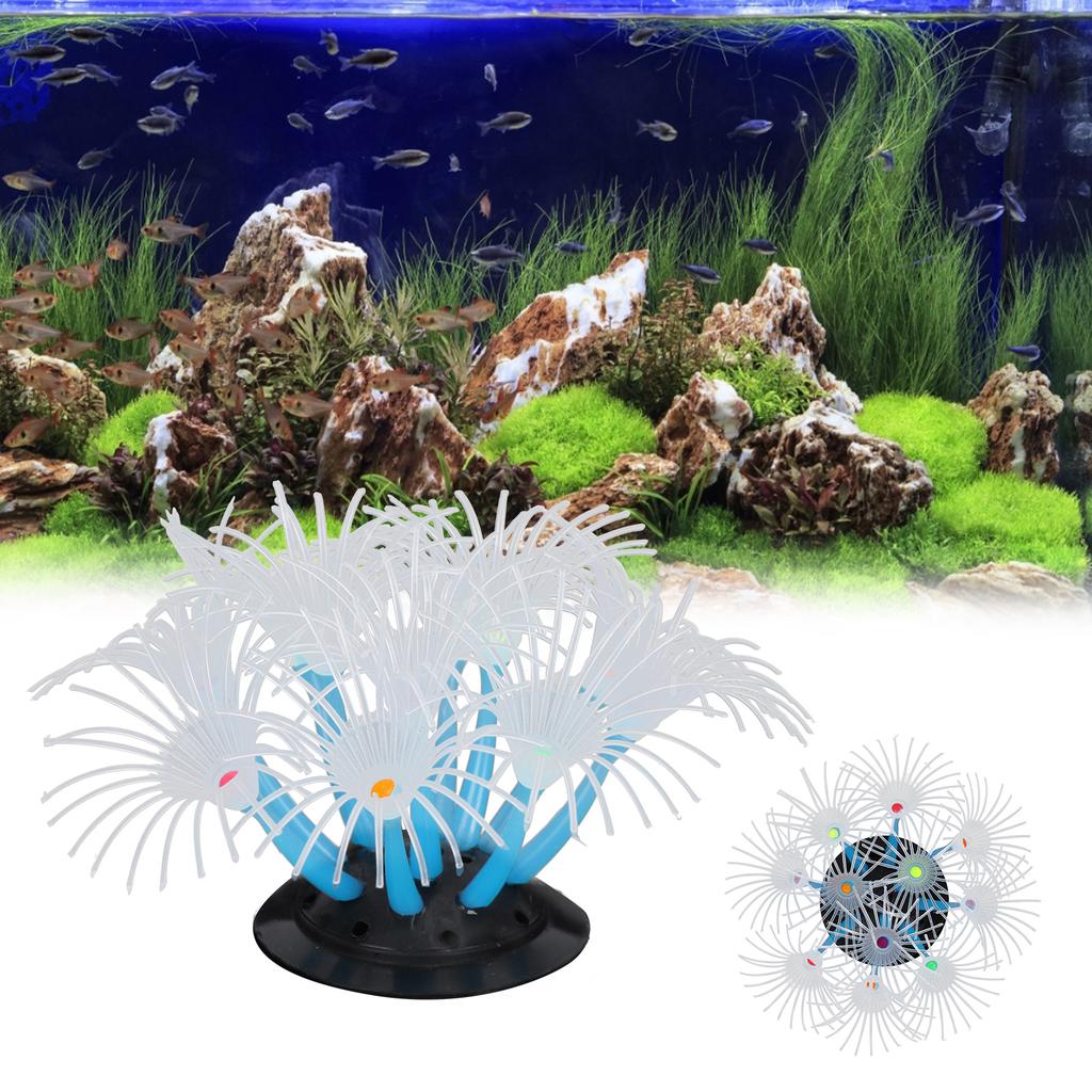 Artificial Sunflower Coral Silicone Simulation Water Plant Aquarium Fish Tank DecorationBlue