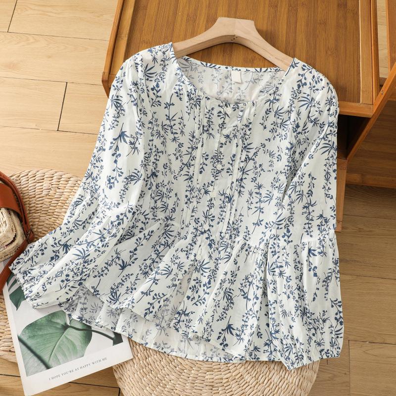 

2026 Trendy Spring/Autumn Waist-Cinched Belly-Covering Seven-Sleeve Top 2XL