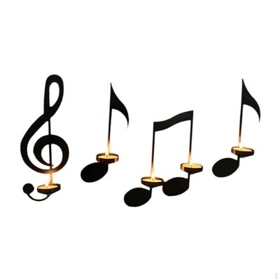 Wall Sconce Candle Holder Set of 4Pcs Music Symbol Candlestick Modern Home Decoration for