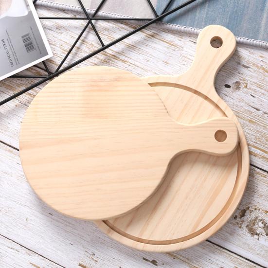 Pizza Board Premium with Handle Wood Cheese Bread Cutting Board for Bread